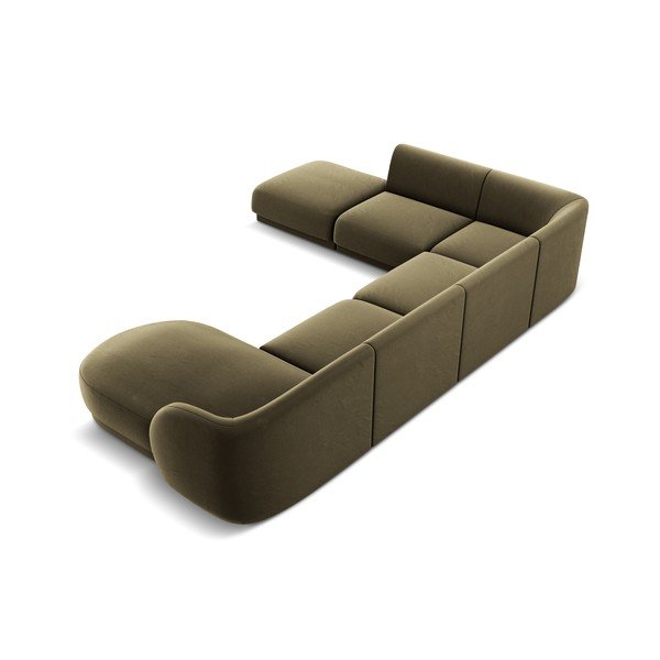 Zöld bársony sarokkanapé (bal oldali-"U" alakú) Miley  – Micadoni Home-image-4