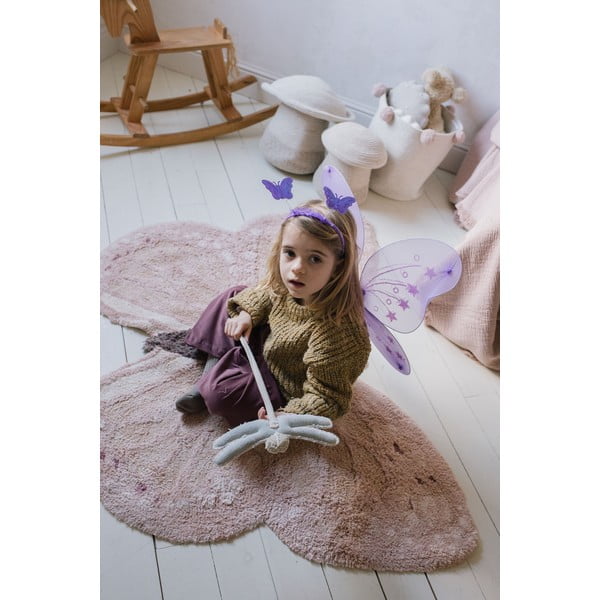 Világos rózsaszín-bézs mosható kézi szövésű pamut gyerek szőnyeg 90x120 cm Baby Butterfly – Lorena Canals-image-3
