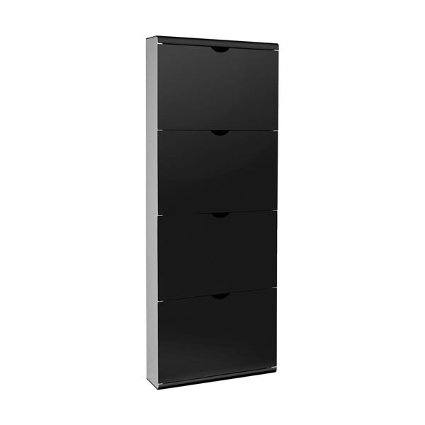 Fekete fém billenő ajtós cipőtartó 51x138x16 cm – Household Pleasure