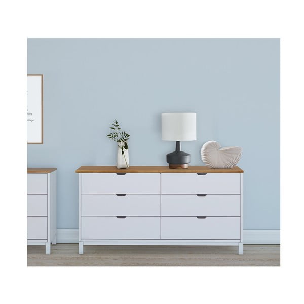 Fehér borovi fenyő alacsony komód 150x75 cm Post – Støraa-image-1