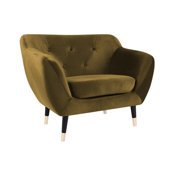Amelie mustársárga fotel fekete lábakkal - Mazzini Sofas-image-2