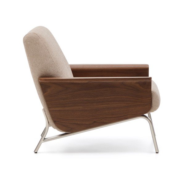 Világosbarna zsenília fotel Amsen – Kave Home-image-3