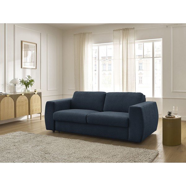 Sötétkék zsenília kanapé mindennapos alvásra-kinyitható 240 cm Hugo – Bobochic Paris-image-1