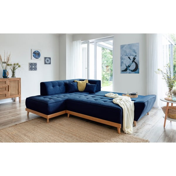 Dazzling Daisy L sötétkék kinyitható kanapé, bal oldalas - Miuform-image-4