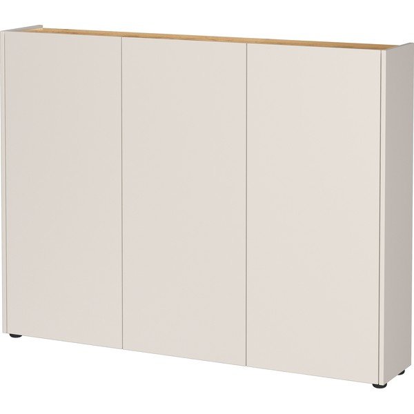 Krémszínű szekrény tölgyfa dekorral 138x105x25 cm Libbiano – Germania