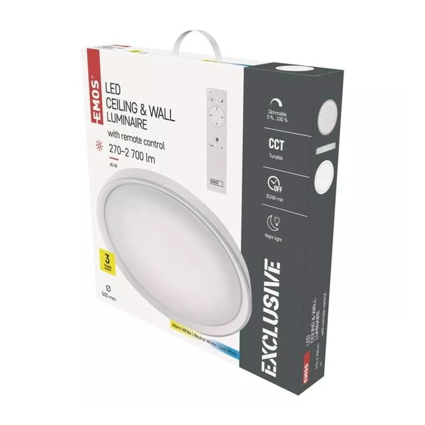 Fehér LED mennyezeti lámpa távirányítóval Ilvi – EMOS-image-1