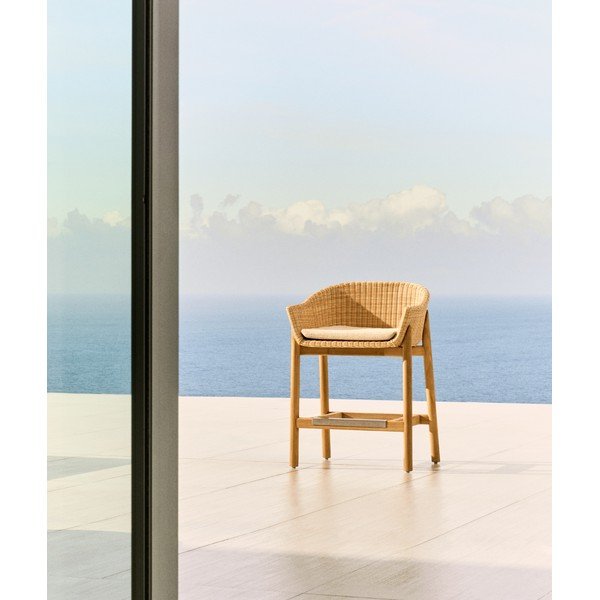 Natúr színű párnázott-rattan kerti bárszék Galea – Kave Home-image-2