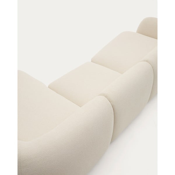 Krémszínű zsenília sarokkanapé (jobb oldali-heverő résszel) Martina – Kave Home-image-1