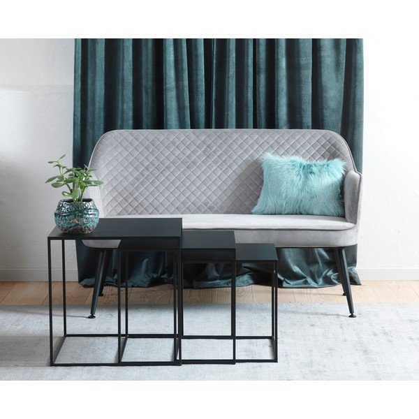 Fekete fém dohányzóasztal szett 3 db-os 50x50 cm Pebble – Unique Furniture-image-1