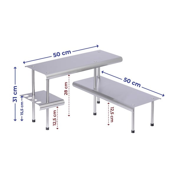 Rozsdamentes acél kiegészítő polc Massivo - Maximex-image-3