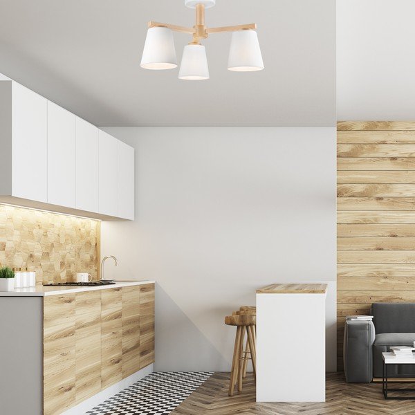 Fehér mennyezeti lámpa textil búrával ø 15 cm Ellie – LAMKUR-image-1