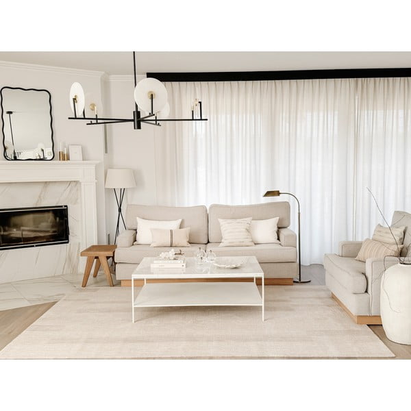 Bézs gyapjú szőnyeg 160x240 cm Agnus Brush Lines – Agnella-image-2