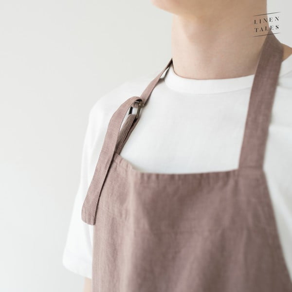 Chef lila len kötény, hosszúság 100 cm - Linen Tales-image-1