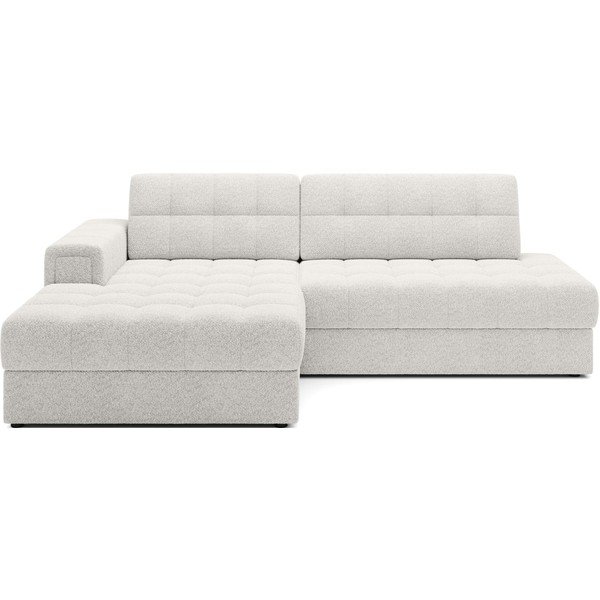 Krémszínű buklé kinyitható sarokkanapé (bal oldali-heverő résszel) Blezalt – ELTAP