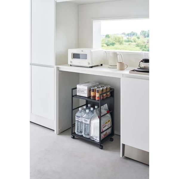 Fekete fém gurulós polcos állvány 42x60 cm Tower – YAMAZAKI-image-3