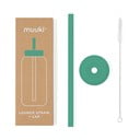 Szilikon szívószál tisztítókefével-fedéllel Frosted Green – Muuki