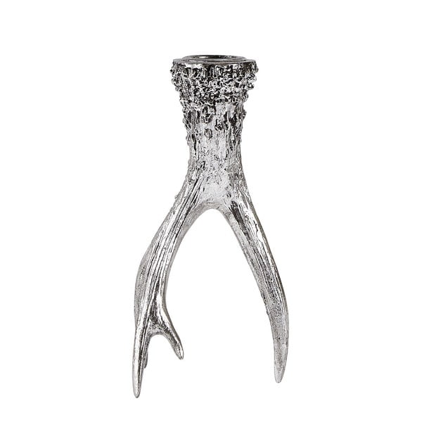 Horn ezüstszínű gyertyatartó, - KJ Collection