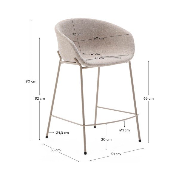 Bézs bárszék (ülésmagasság 65 cm) Yvette – Kave Home-image-4
