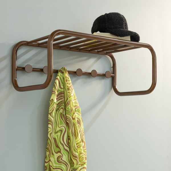 Sötétbarna fém fali fogas polccal 72 cm Retro – Spinder Design-image-1