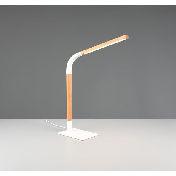 Fehér-natúr színű LED dimmelhető asztali lámpa fa búrával (magasság 73,5 cm) Norris – Trio-image-1