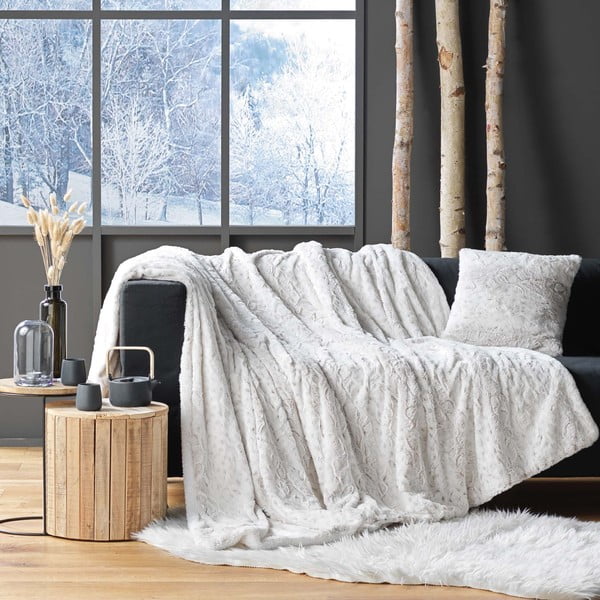 Szürkésbézs műszőrme takaró 180x220 cm Alaska – douceur d'intérieur-image-1