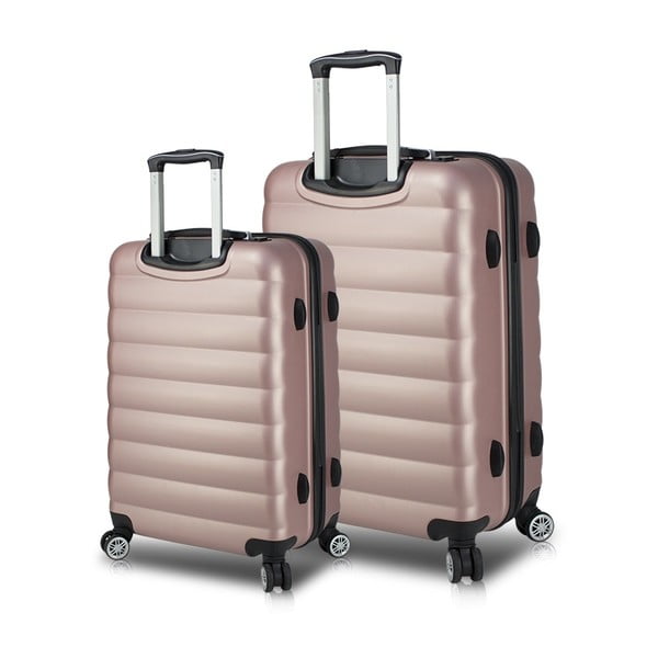 RESSNO Large & Medium 2 rózsaszín görgős bőrönd USB csatlakozóval - My Valice