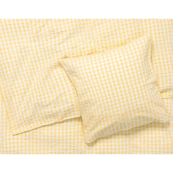 Sárga-fehér egyszemélyes krepp ágyneműhuzat 140x200 cm Bæk&Bølge – JUNA-image-1