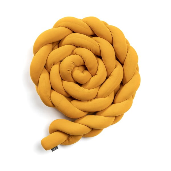 Mustársárga pamut kötött ágyrácsvédő, hosszúság 180 cm - ESECO