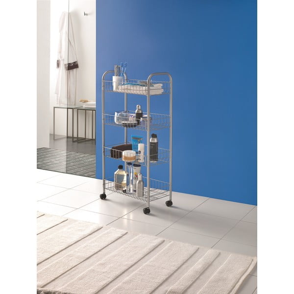 Ezüstszínű fém gurulós polcos állvány 41x84 cm Ascona – Metaltex-image-2