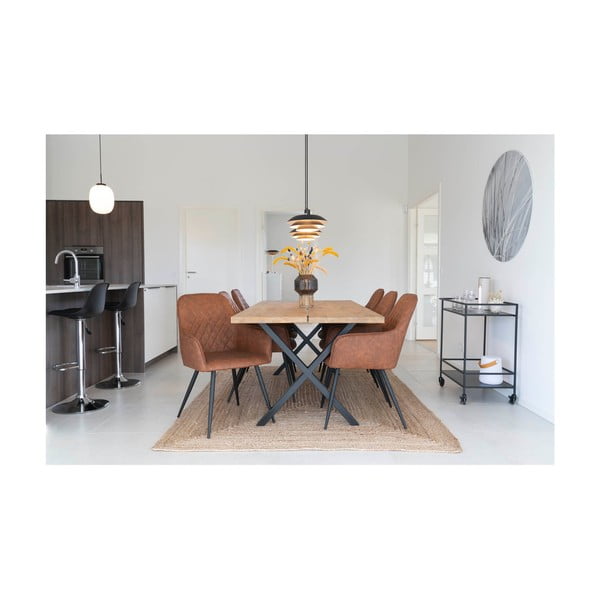 Barna kárpitozott karfás étkezőfotel szett 2 db-os Harbo – House Nordic-image-3