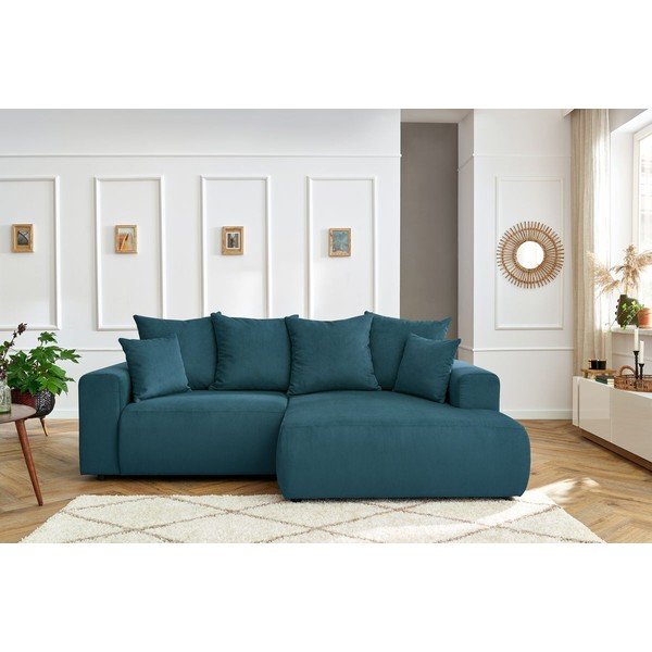 Kék bársony sarokkanapé Enjoy – Bobochic Paris-image-1