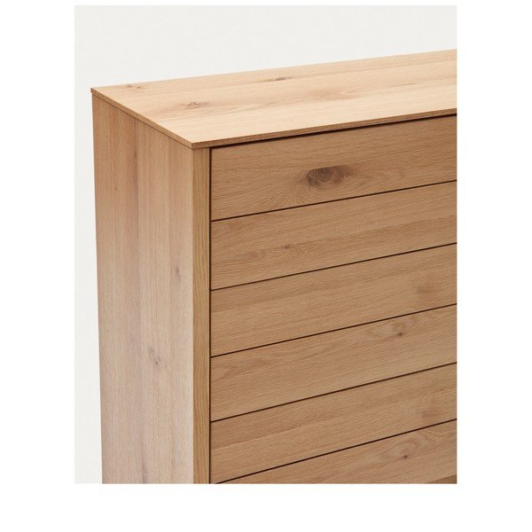 Natúr színű magas komód tölgyfa dekorral 100x97 cm Alguema – Kave Home-image-4