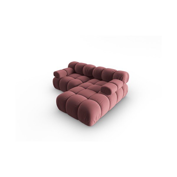 Rózsaszín bársony sarokkanapé (jobb oldali) Bellis – Micadoni Home-image-4