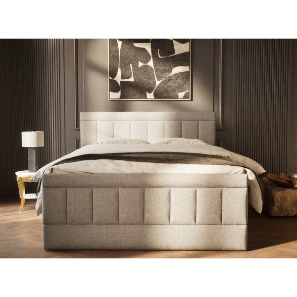 Szürke ágyneműtartós boxspring ágy 180x200 cm Caya – Maison de Rêve-image-4