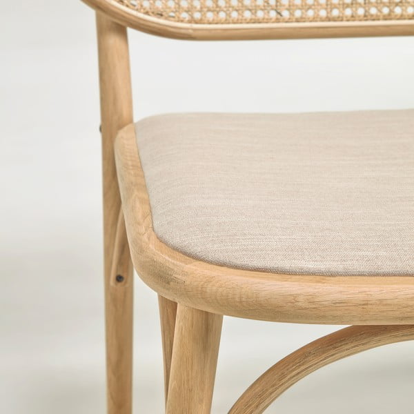 Bézs-natúr színű nádfonatos szövött fotel Doriane – Kave Home-image-4