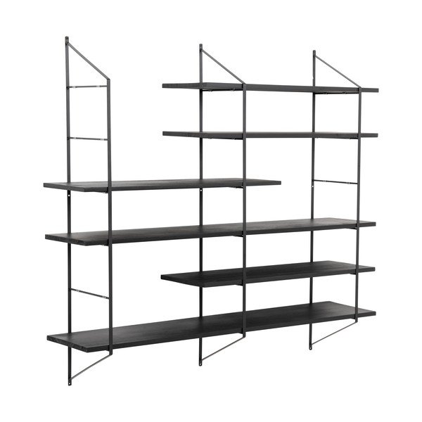 Fekete többszintes paulownia fali polc 120 cm Belfast – Actona-image-2