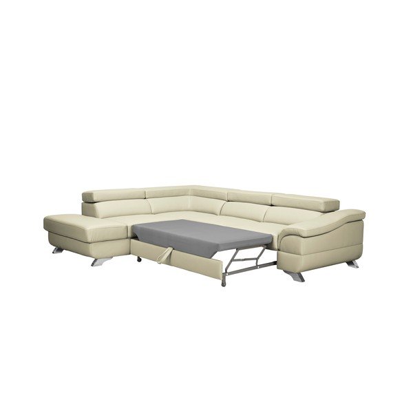 Gamma bézs kinyitható bőr sarokkanapé, bal oldali - Windsor & Co Sofas-image-3