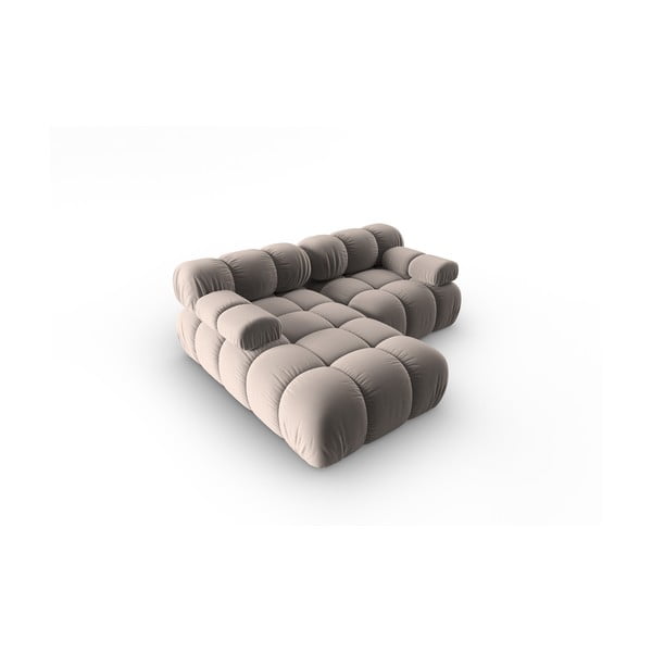 Világosbarna bársony moduláris sarokkanapé (bal oldali) Bellis – Micadoni -image-4