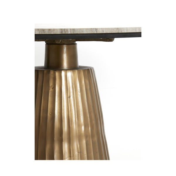 Bronzszínű-natúr színű kerek étkezőasztal márvány dekoros asztallappal ø 100 cm Rianne – Light & Living-image-4