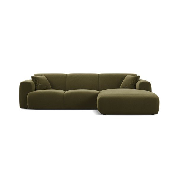 Khaki bársony sarokkanapé (jobb oldali-heverő résszel) Molino – Micadoni -image-2
