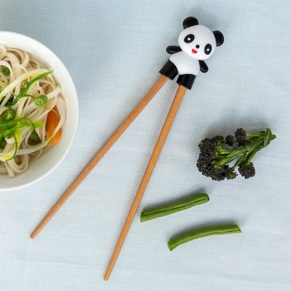 Natúr színű fa gyermek gyakorló evőpálcika Panda – Rex London-image-1