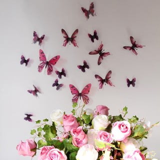 Butterflies rózsaszín 3D hatású 18 db-os falmatrica szett - Ambiance