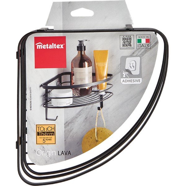 Origin fekete fali fürdőszobai sarokpolc - Metaltex-image-3