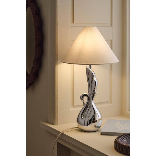 Fehér-ezüstszínű poligyanta asztali lámpa (magasság 53 cm) Swan – Ellos Home-image-1