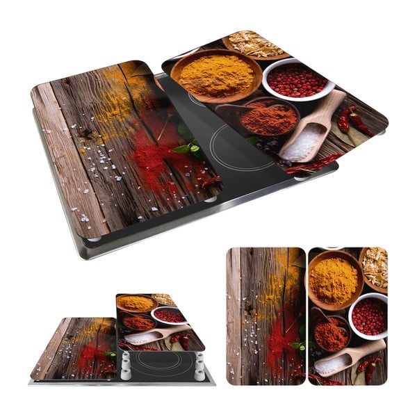 Edzett üveg tűzhely fedőlap szett 2 db-os 30x52 cm Spices – Wenko-image-2