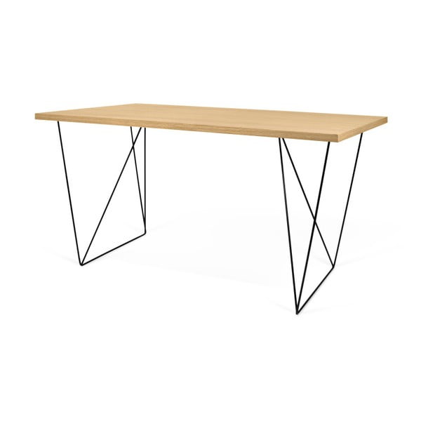 Flow íróasztal tölgyfa dekorral, fekete lábakkal, 140 x 75 cm - TemaHome-image-4