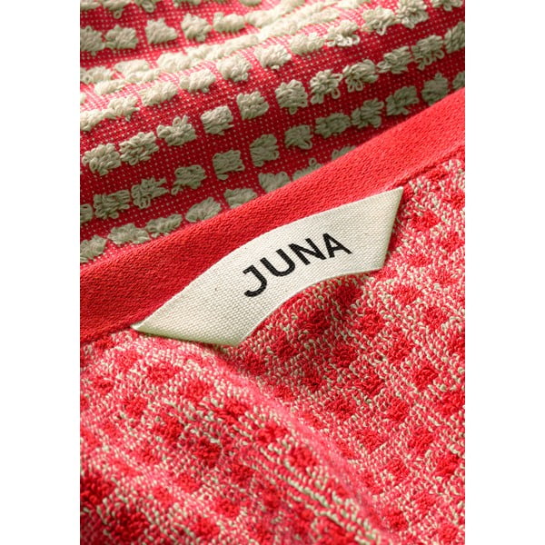 Piros frottír bio pamut törölköző 50x100 cm Check – JUNA-image-4