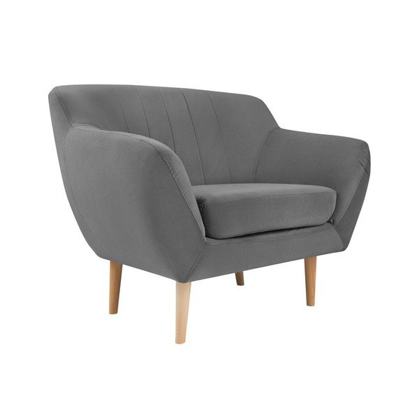 Sardaigne szürke bársony fotel - Mazzini Sofas-image-2