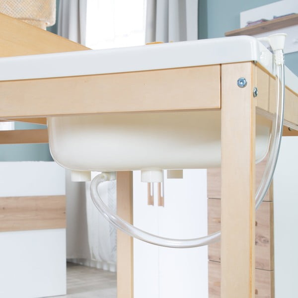 Fehér-natúr színű pelenkázó feltét nyírfa dekorral Baby Pool – Roba-image-3