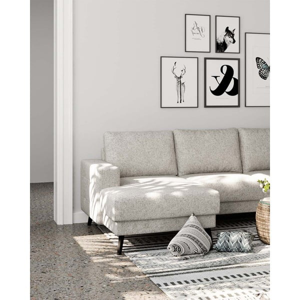 Krémszínű sarokkanapé (jobb oldali) Fynn – Ghado-image-1